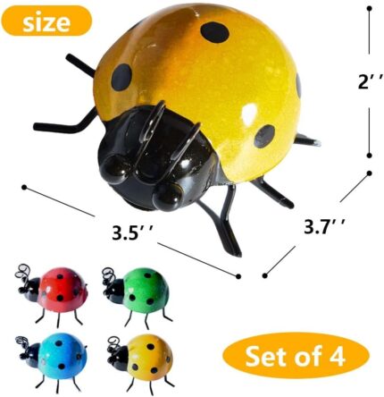 4-Pack Colorful Metal Ladybugs