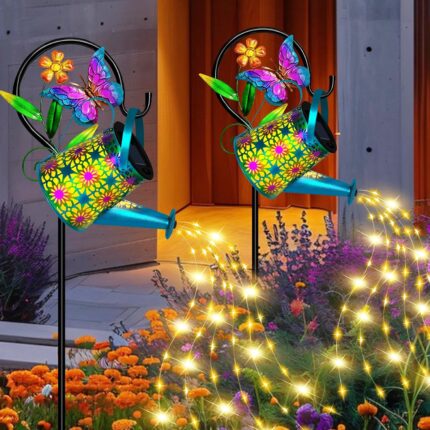 Butterfly Watering Can Solar Light