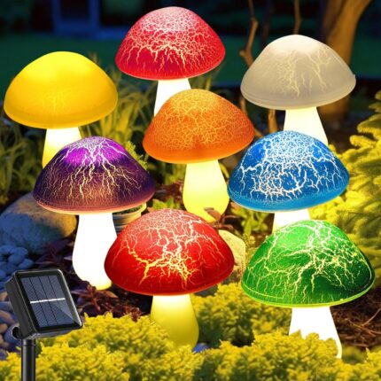 8-Count Solar Mushroom Pathway Lights