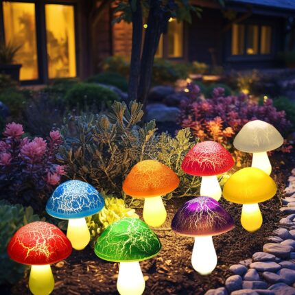 8-Count Solar Mushroom Pathway Lights